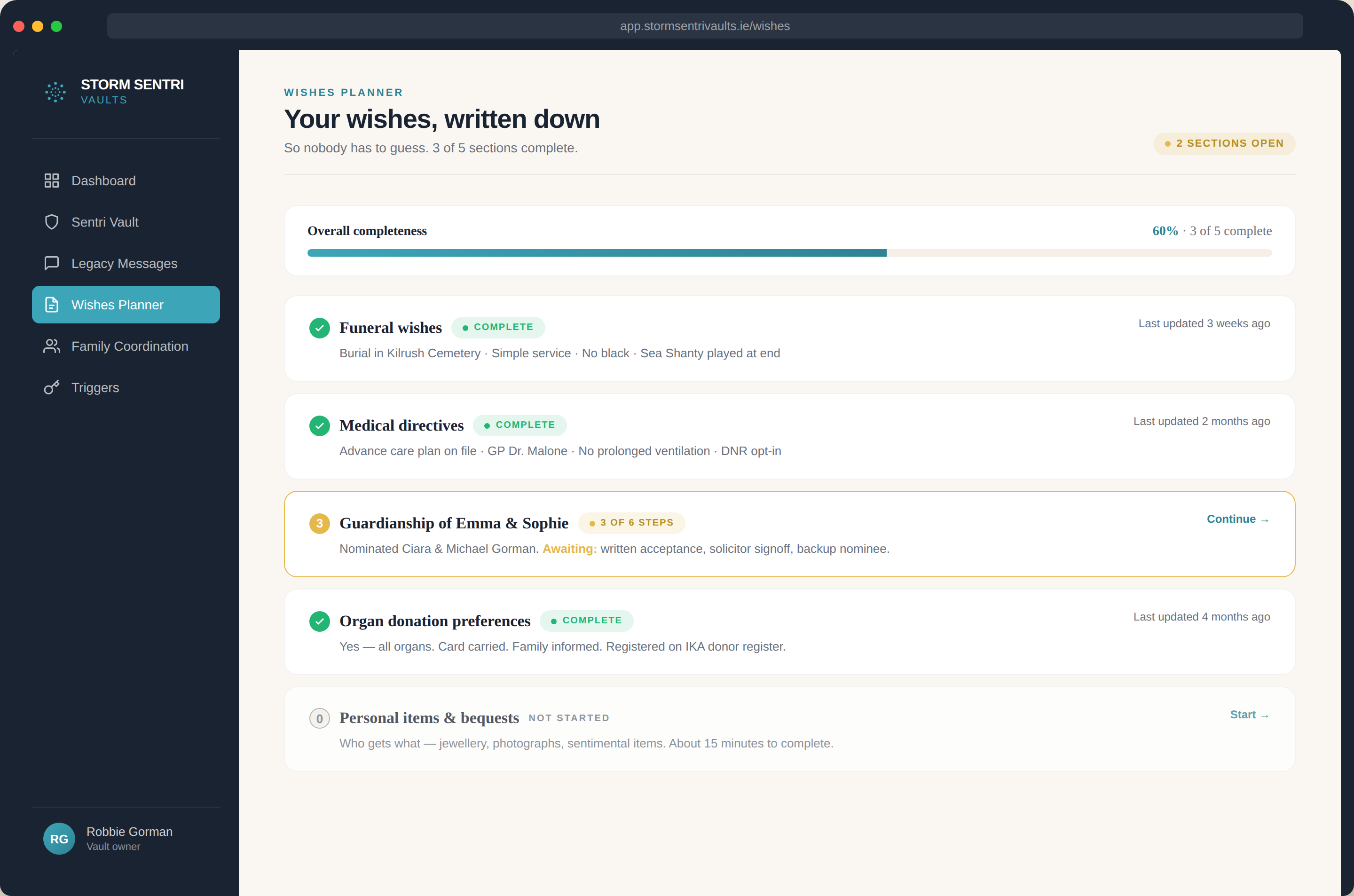 Wishes Planner module screenshot